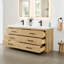 Meuble-lavabo double 72 po en chêne délavé avec lavabo artificiel blanc sans miroir Abia