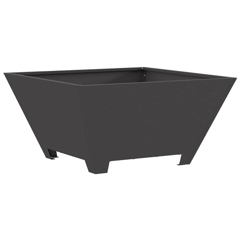 vidaXL Fire Pit Black 23.62 x 23.62 x 11.81 in Steel, 11.8" H x 23.6" W x 23.6" D