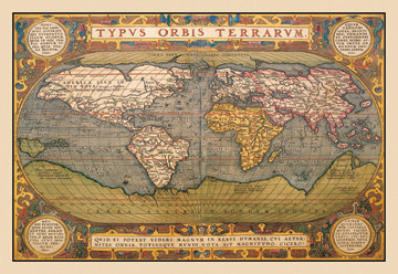 « world map », impression sur toile tendue, H 24 po x l 36 po x P 0,75 po