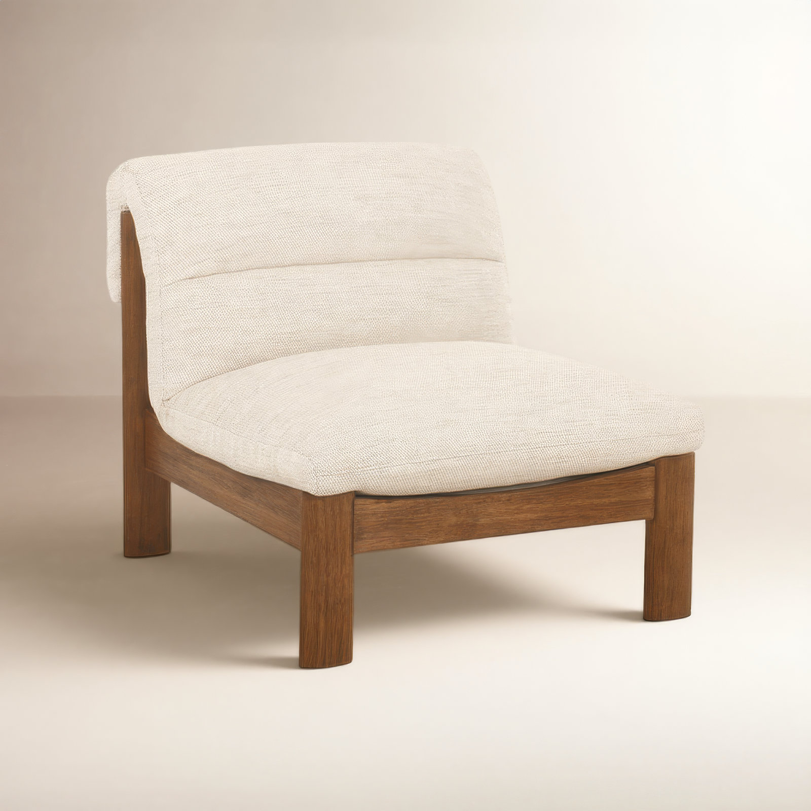 Accent Slipper Chair, Natural Mélange Basetweave
