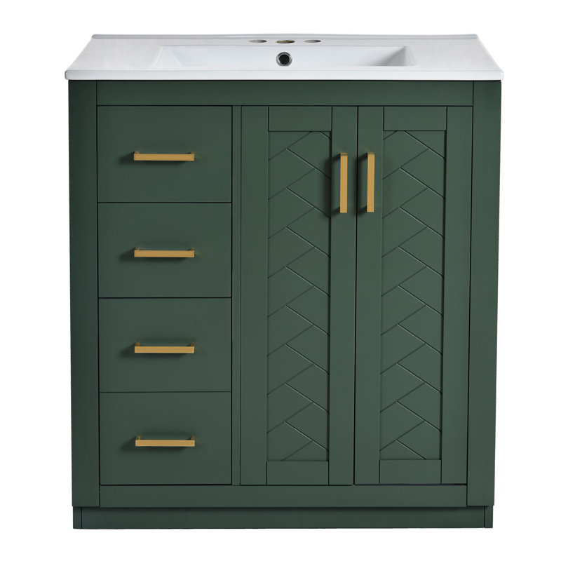 Ensemble de meuble-lavabo 30 po avec tiroirs et armoires, Vert