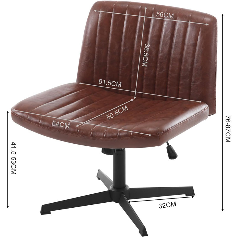 Recliner Without Armrests, Office Chair, Desk Chair Swivel Chair, Ergonomic Chair, Artificial Leather Chair, Height-Adjustable Chair, 360° Swivel, Upholstered Chair, With Rocking Function, Brown