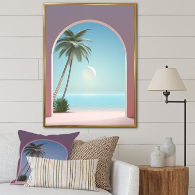 Perle paradisiaque, vue sur l'océan, paume sur toile