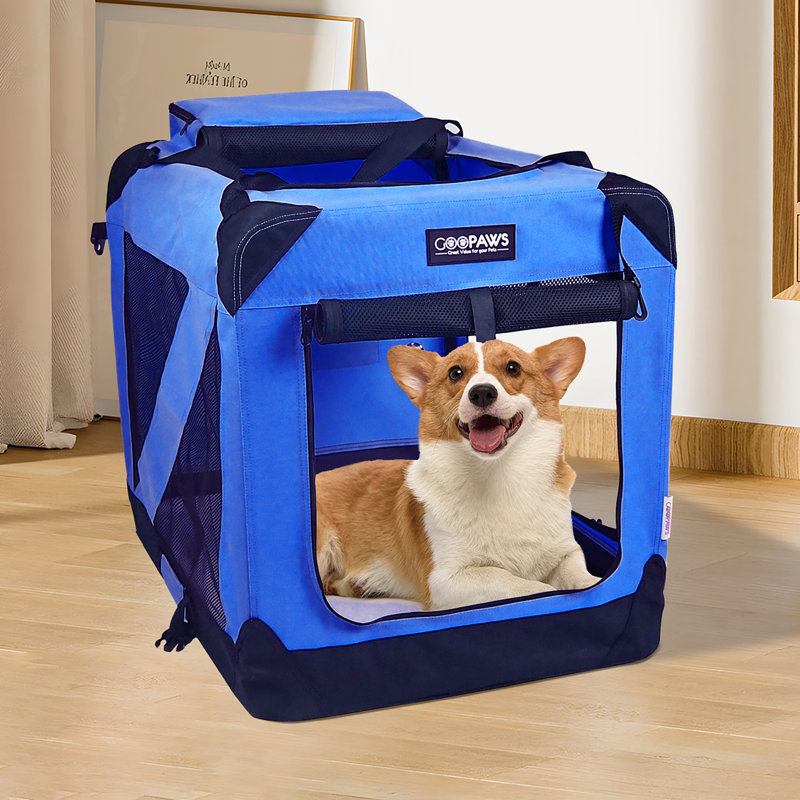  Sac de transport pliable à 3 portes pour animaux, Moyen (22.83" H x 9.84" L x 30.71" L), Bleu