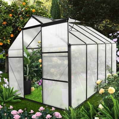 Serre de 6 pi x 10 pi avec base galvanisée et système de drainage pour plantes toutes saisons