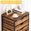 Commode à 7 tiroirs avec rangement à roulettes brun rustique et armoire de rangement avec cadre en métal