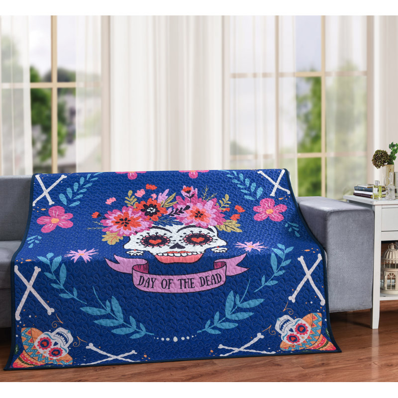 Couverture matelassée décorative 60 po x 50 po Day of the Dead