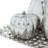 Benito Ceramic Pear, Pumpkin, and Squash Fruit Decorative Sculpture with Decorative Grid Plate Set-418266444