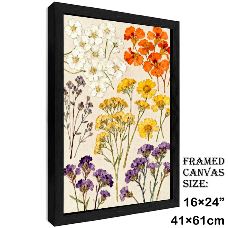 Art mural rétro noir, couleurs riches, fleurs simples, impressions de style rétro, H 25 po x l 17 po