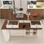 Îlot de cuisine avec table extensible et rotative, îlot de cuisine en bois avec 4 tiroirs-650074622-650074617