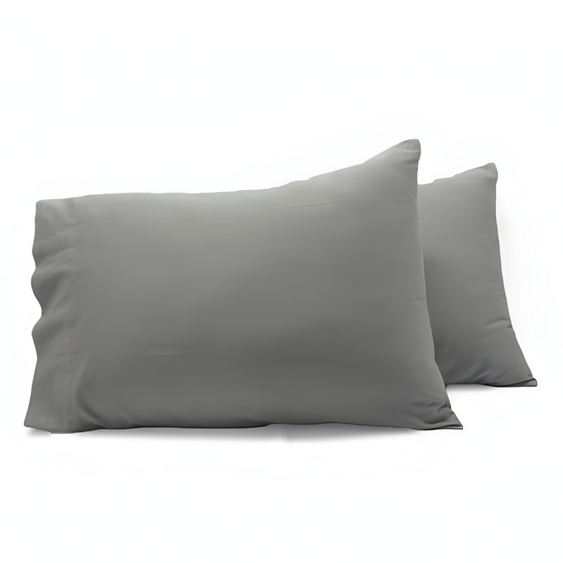 400TC Sateen Cotton Solid Pillowcases (Set Of 2), Light Grey