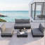 Ensemble modulaire de patio 5 pièces en aluminium gris avec chaises modulaires et table basse