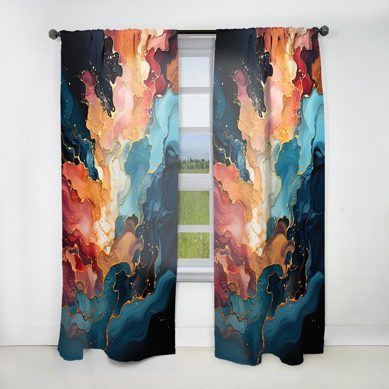 Avalene - Peinture abstraite rideau obscurcissant en velours - 1 panneaux, L 52 po x L 108 po