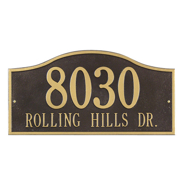 Plaque d'adresse murale sur 2 lignes Rolling Hills, Bronze et doré, Oui