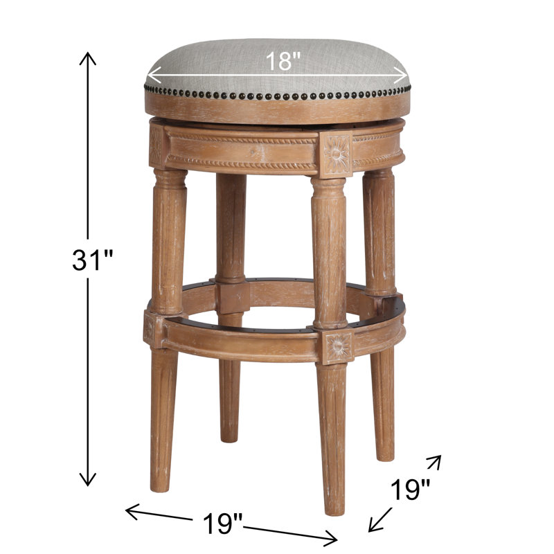 Mehar Swivel Backless Bar & Counter Stool, Weathered Natural, 1, Bar Stool (31'' Seat Height)