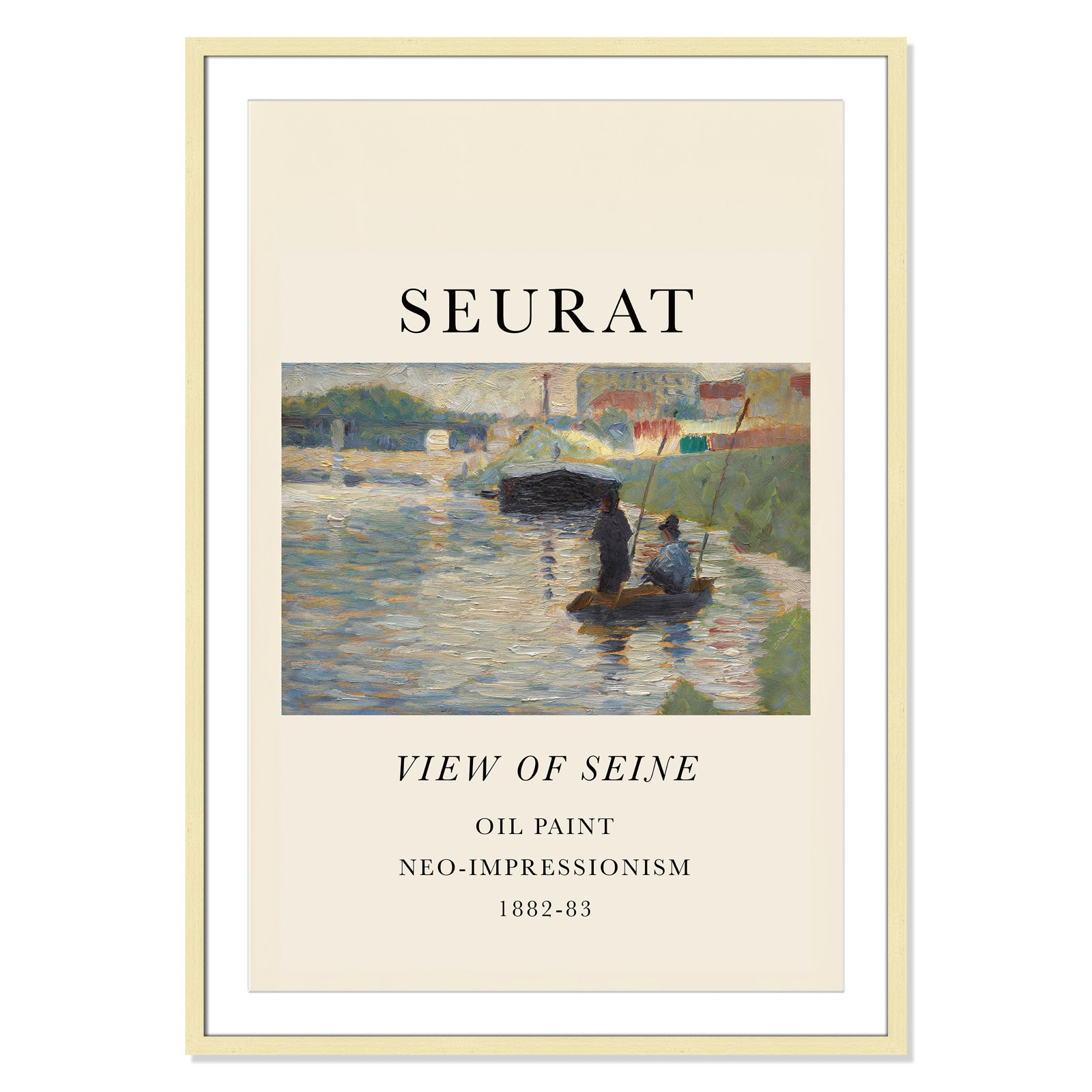 View Of Seine by Georges Seurat, Yes, 41.5" H x 29.5" W x 1.25" D, Gold Single Picture Frame