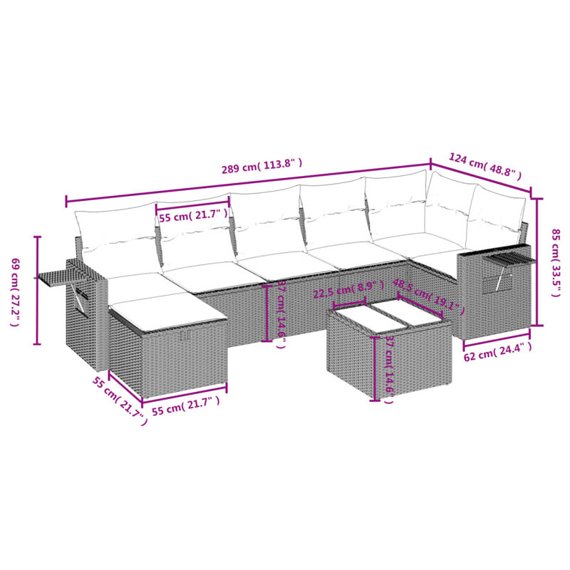 Ensemble de canapé de jardin Vidaxl