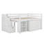 Lit mezzanine double pleine grandeur avec bureau d'écriture rétractable et 3 tiroirs, structure de lit mezzanine en bois avec escalier de rangement et tablettes pour les adolescents-810557235