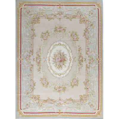 Hand-Knotted High-Quality Gray and Green Area Rug