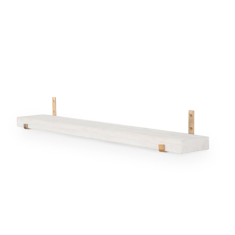 Ron Oak Solid Wood Bracket Shelf, Natural/Gold, 8cm H x 144cm W x 18cm D
