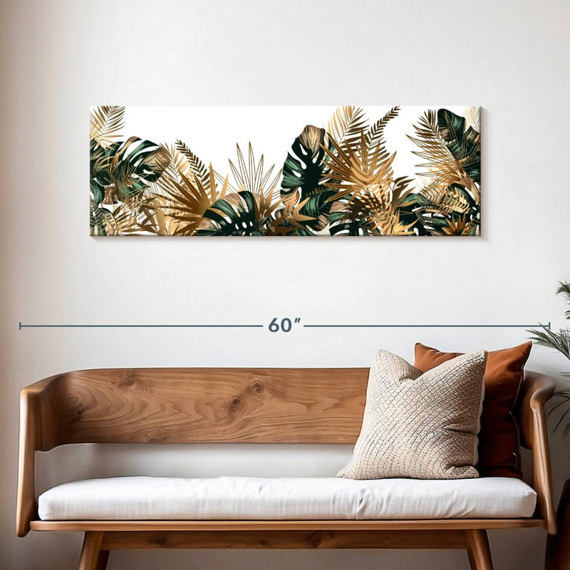 Posh Tropical Leaves sur impression sur toile, H 16 po x l 48 po x P 1,25 po