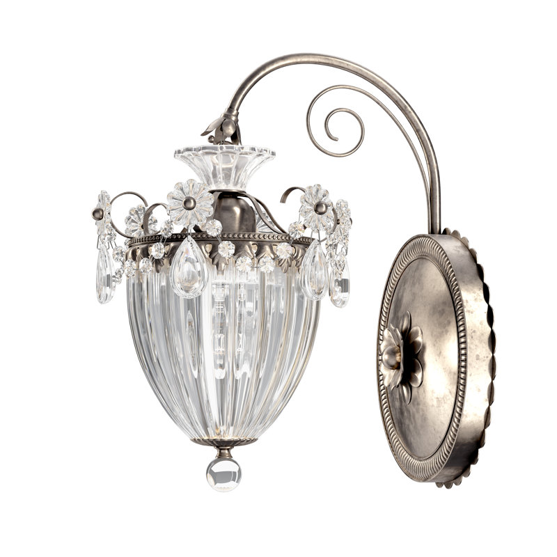 Bagatelle Aluminum Armed Sconce, Antique Silver, Heritage Clear