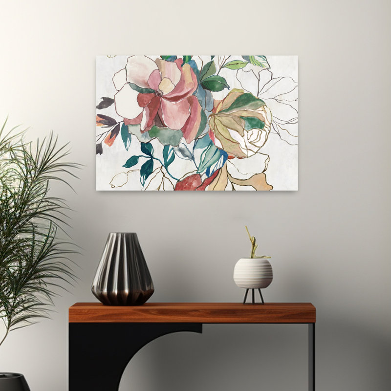 Fleur classique classique, art floral abstrait, délicat et élégant, H 16 po x l 24 po