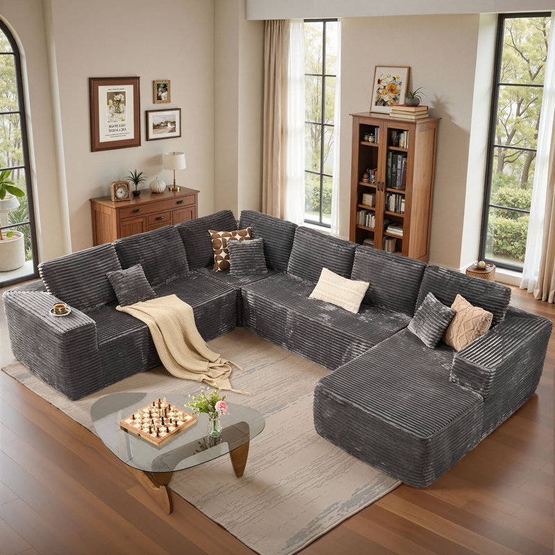Kustas No Assembly Required Upholstered Boneless Sectional, Free Combination Compression Sofa For Living Room, Home Theater