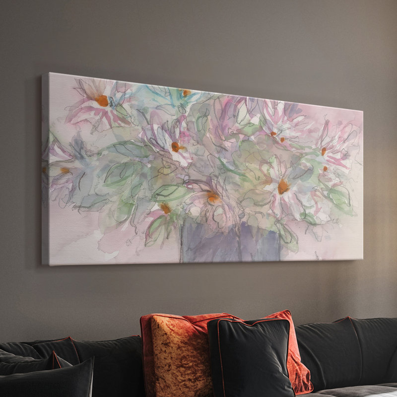 Flowering Bloom Moments II - Toile tendue avec châssis - Prêt à accrocher, H 16 po x l 32 po