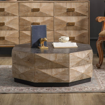 Table basse rétro en bois manufacturé massif