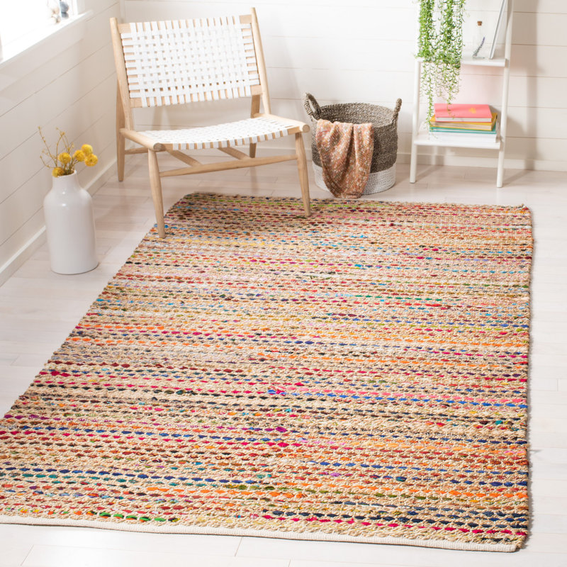 Herzig Handmade Flatweave Jute/Sisal Multicolor Area Rug, Rectangle 5' x 8'