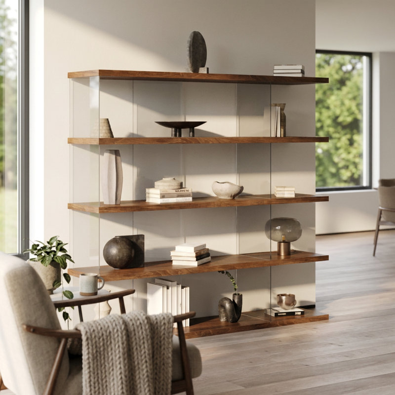 Gravity 70.9" Bookcase with Matte Finish, Walnut