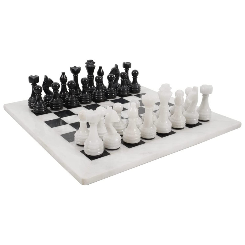 Jeu d'échecs fait à la main, Blanc / noir