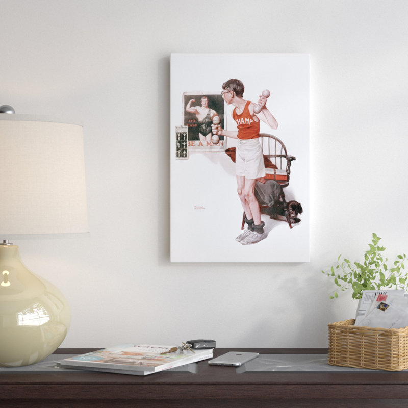 « garçon relevable weights » par norman rockwell, impression sur toile tendue, H 18 po x l 12 po x P 1,5 po