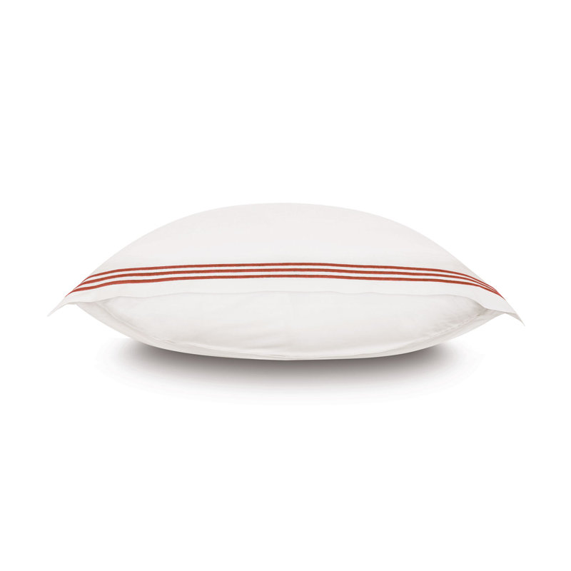 Tessa Cotton Sham Set, Euro, Ivory/Scarlet, Multi-stripe