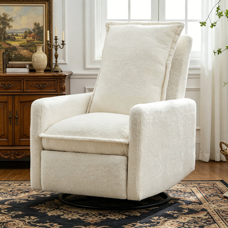 Fauteuil inclinable pivotant, fauteuil inclinable oscillant, fauteuil à bascule pour chambre à coucher et salon, White