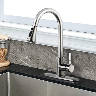Stainless Steel Brushed Nickel Faucet, Kitchen Pull Down, To Shock, 1.8Gpm Flow Scratch And Rust Finish, Rate