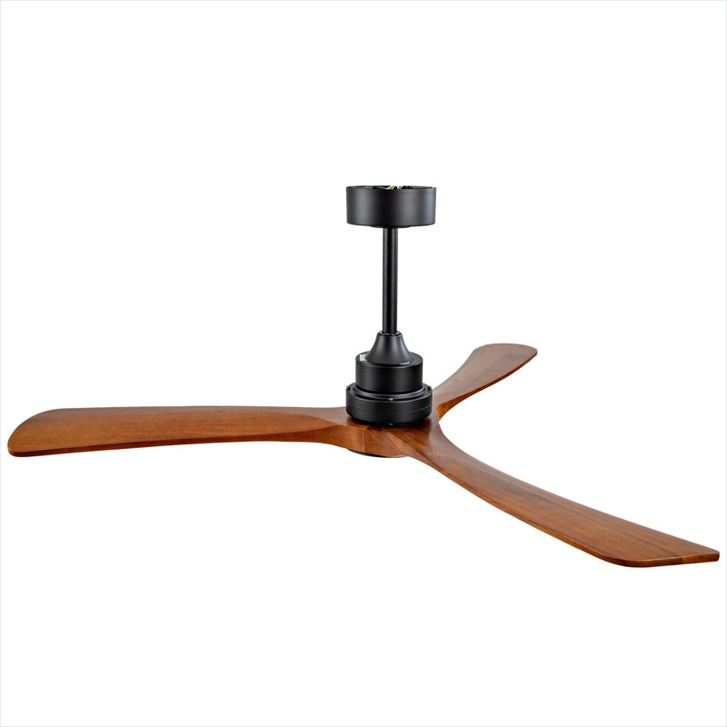 Ventilateur de plafond en bois massif noir de 52 pouces avec télécommande pour les salons, style maison de campagne