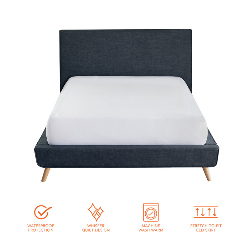 Twin White Polyester Waterproof Mattress Protector