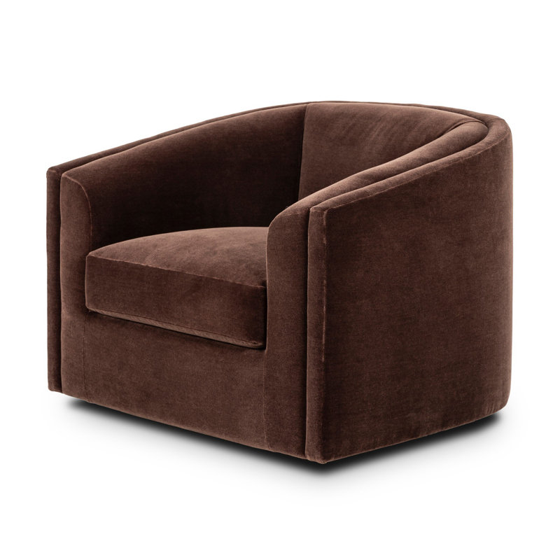 Presley Upholstered Swivel Chair, Monte Chocolate