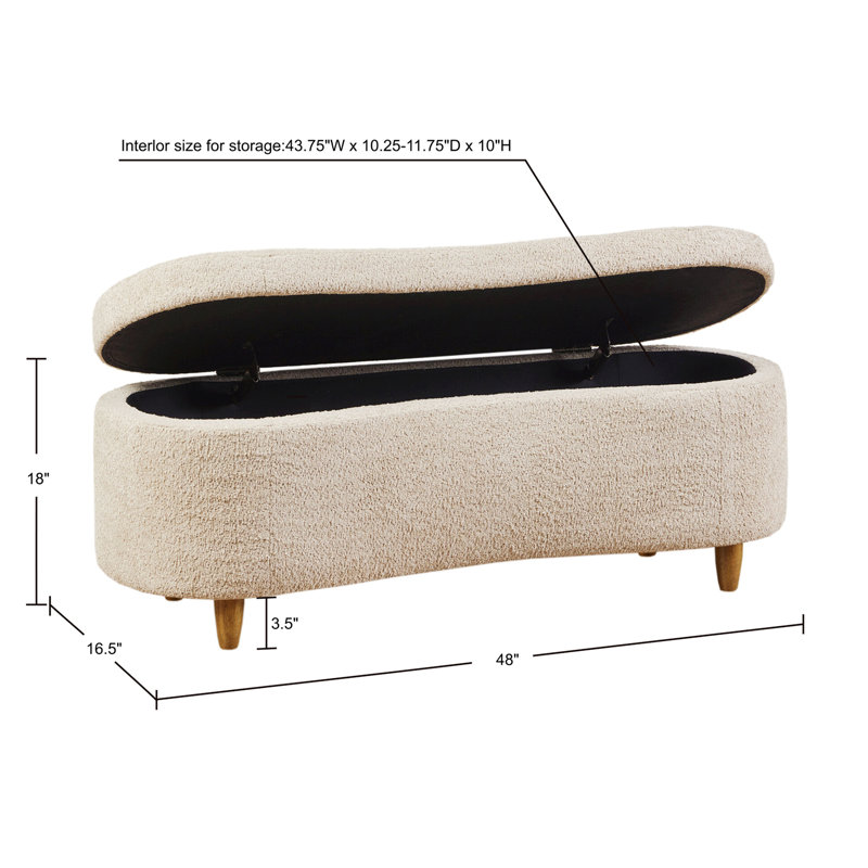 Bailey 48" Beige Boucle Flip Top Storage Bench