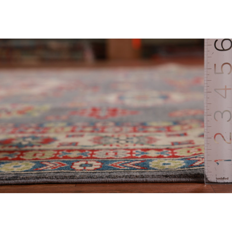 Tapis gris à motif de teinture végétale Kazak gris 9 x 12