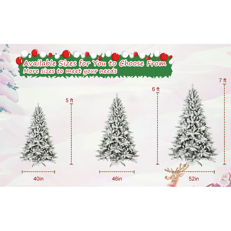 Arbre de Noël 5 pi avec 768 pointes, arbre à charnières réaliste enneigé avec support en métal, parfait pour la décoration des Fêtes
