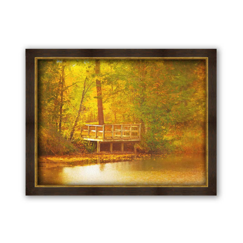 Automne au quai par Hal Halli. Impression sur papier - Montée et encadrée, H 40 po x l 52 po