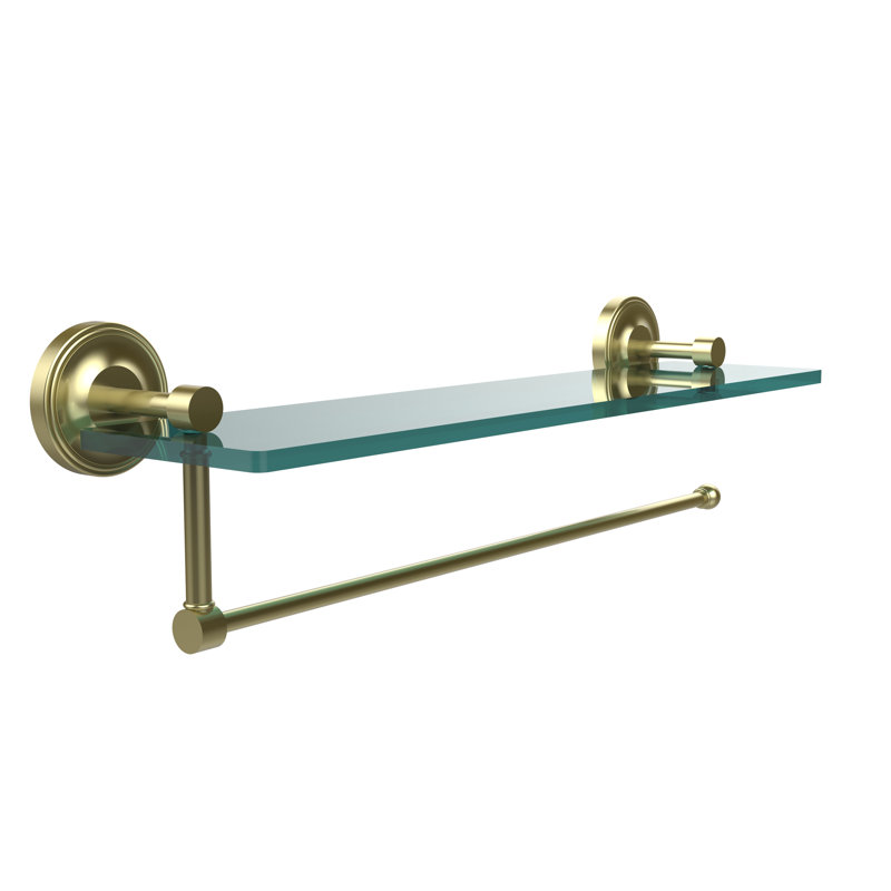 Alcott Bracket Shelf with Towel Bar, Satin Brass