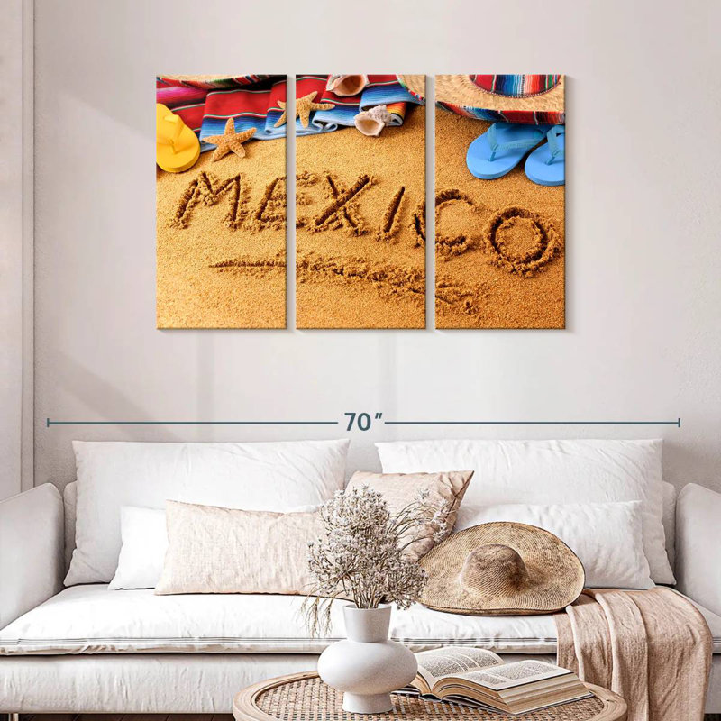 Tergel, Mexique, plage, sable, écriture, H 28 po x l 45 po