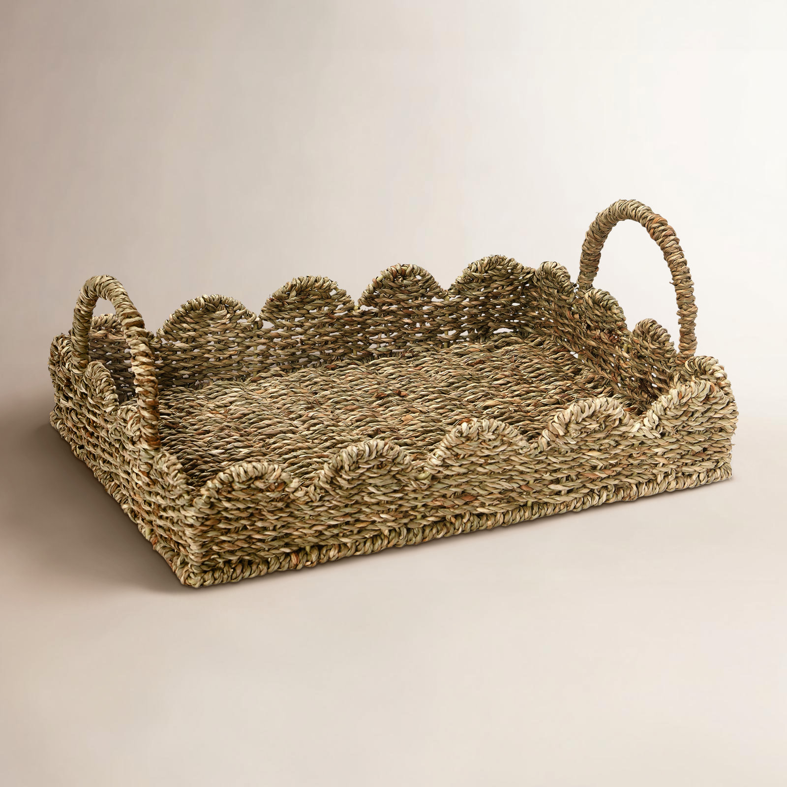Handwoven Decorative Tray, Natural