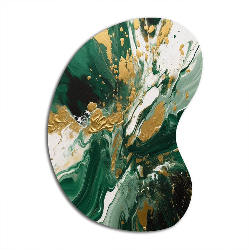 «Green» et liquide «Magic I» - Décoration murale irrégulière en métal en forme de flèche abstraite, H 39 po x l 28 po
