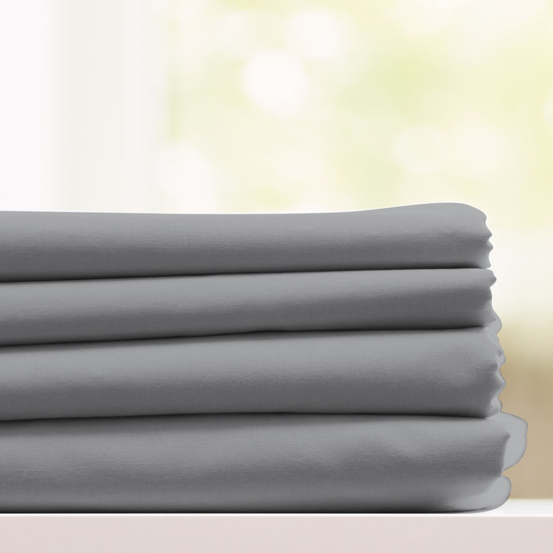 Ensemble de draps en microfibre Luxury Hotel Comfort, Argent, Ensemble de draps pour lit simple avec un drap-hou