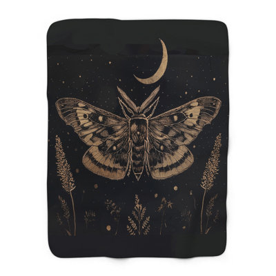 Fantaisie bohémienne Luna Moth - couverture en sherpa de qualité supérieure 1 pièce - reproduction d'art luxueuse